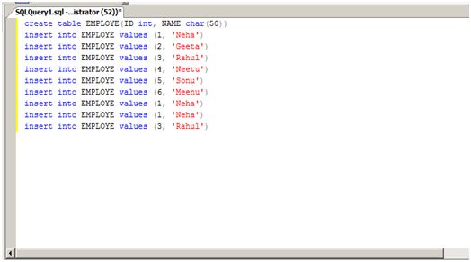 create a sample table